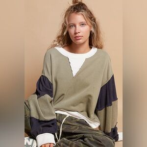 Pol Cotton Heavyweight Colorblock Sweatshirt Top